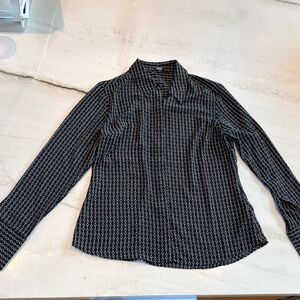 Express Black and White Geometric Blouse